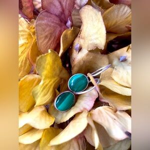 Vintage Gorgeous Genuine Green Malachite Silver Earrings Dangle Earrings Women